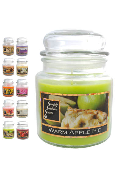 SIMPLY SUBLIME SCENTS - Luxury Scented Candle - Exceptional Fragrance Oil - Medium Glass Jar, Up to 76 Hours - Clever Wax Formula For a Long, Clean and Even Burn - Warm Apple Pie - Cotton Wick