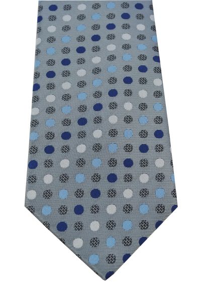 HIGH QUALITY Handmade Tie - A Timeless Classic - Charcoal Grey with Blue and White Spots