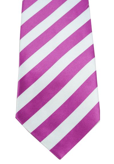 HIGH QUALITY Handmade Woven Tie - Striped - 100% Pure Silk - Classic Wide Stripes Design - Claret Red and White