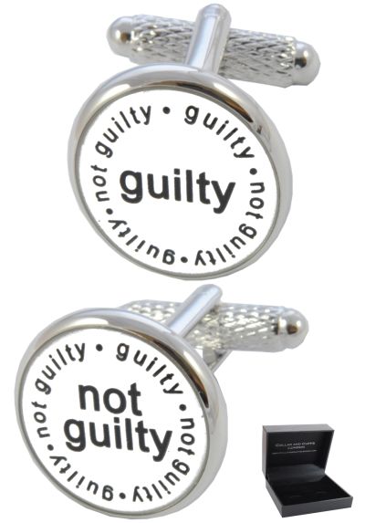 PREMIUM Cufflinks WITH PRESENTATION GIFT BOX - High Quality - Guilty Not Guilty - Ideal for Lawyer Solicitor Judge Barrister - Legal Justice - White, Black and Silver Colours