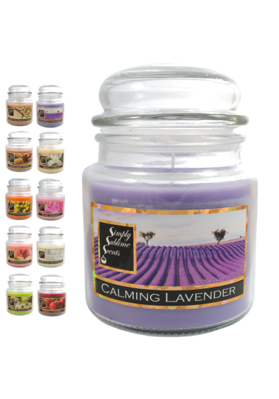 SIMPLY SUBLIME SCENTS - Luxury Scented Candle - Exceptional Fragrance Oil - Medium Glass Jar, Up to 76 Hours - Clever Wax Formula For a Long, Clean and Even Burn - Calming Lavender - Cotton Wick