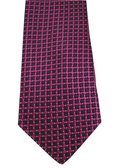 HIGH QUALITY Handmade Tie - A Colourful Twin Square Pattern - Purple and Pink