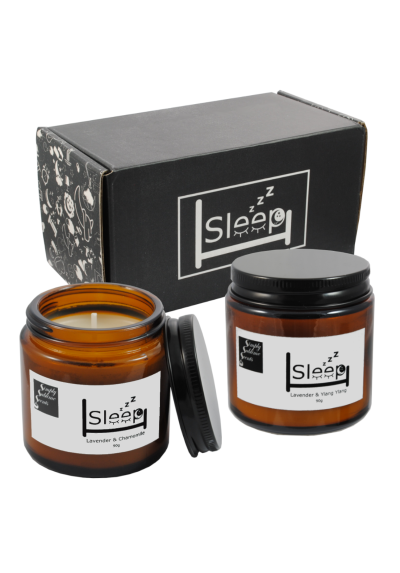 SIMPLY SUBLIME SCENTS - Sleep Candle Gift Set - Helps Reduce Stress, Anxiety & Promote Sleep - Lavender & Chamomile, Lavender & Ylang Ylang - Exceptional Fragrance Oil - Two Luxury Scented Soy Candles