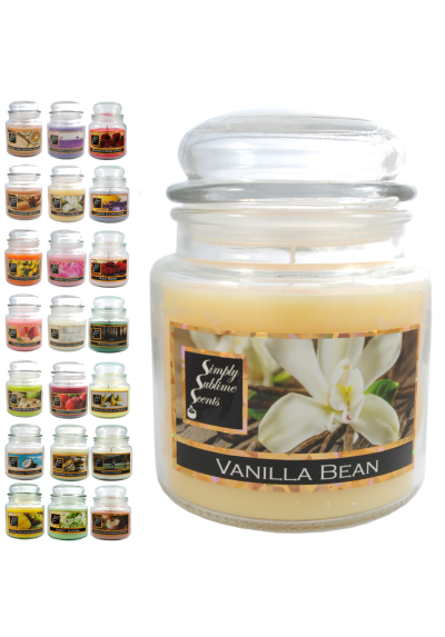 SIMPLY SUBLIME SCENTS - Luxury Scented Candle - Exceptional Fragrance Oil - Medium Glass Jar, Up to 76 Hours - Clever Wax Formula For a Long, Clean and Even Burn - Vanilla Bean - Cotton Wick