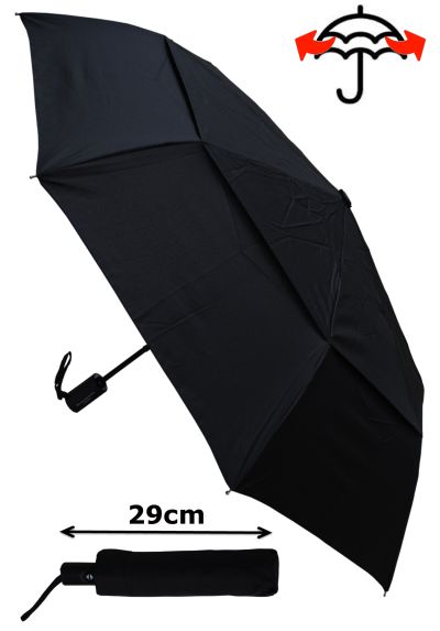 Strong Only 20cm When Closed Black Compact Folding Small Travel Rare Mini Windproof Umbrella with Auto Open and Close COLLAR AND CUFFS LONDON 